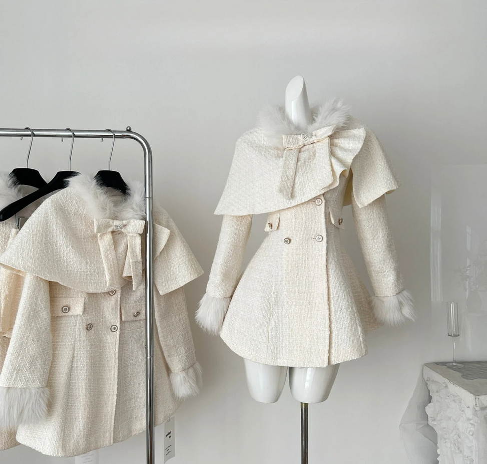 Autumn and Winter Sweet Elegant Bow Coat