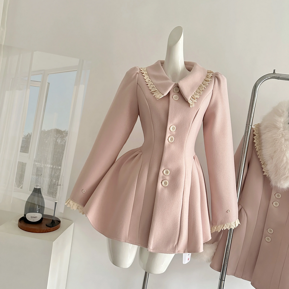 French Elegant Pink Luxury Faux Fur Coat