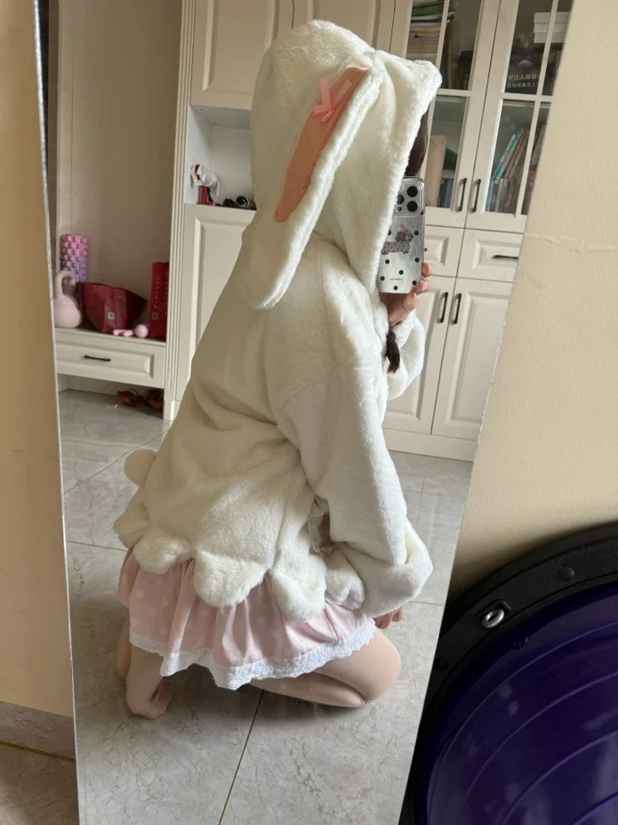 Japanese Lolita Cute Rabbit Ear Plush Coat