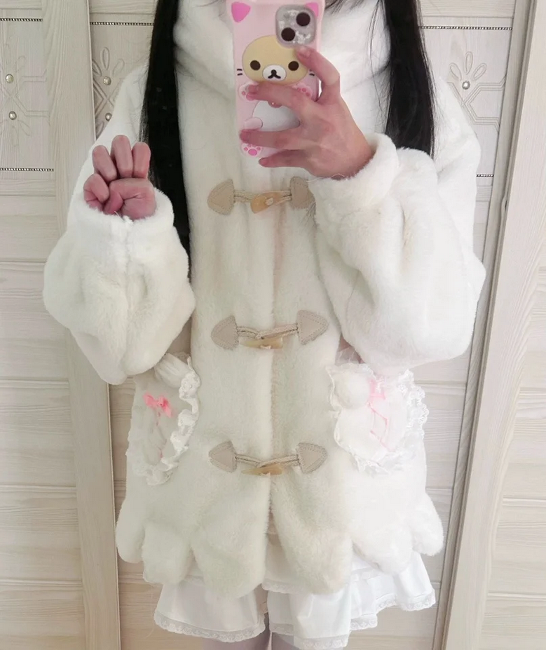 Japanese Lolita Cute Rabbit Ear Plush Coat