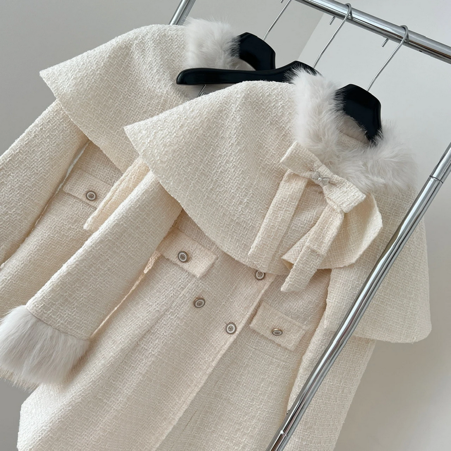 Autumn and Winter Sweet Elegant Bow Coat