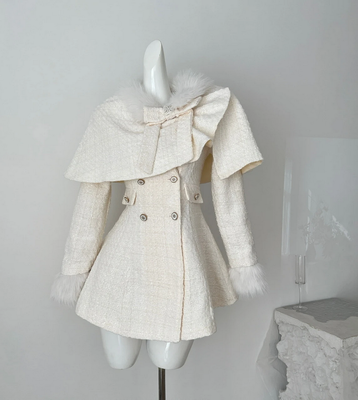 Autumn and Winter Sweet Elegant Bow Coat