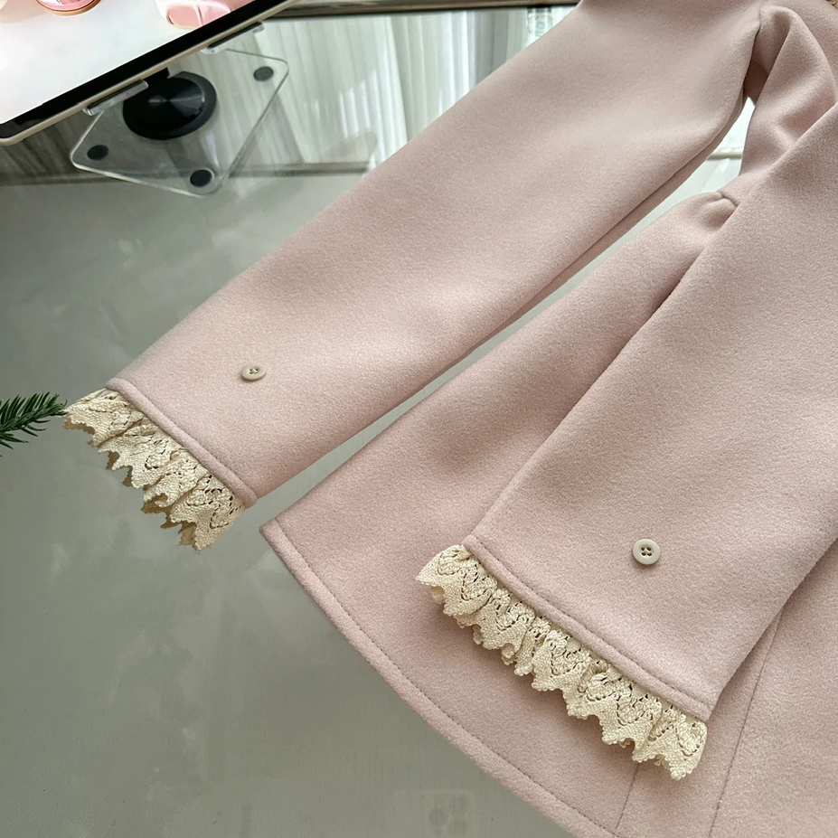 French Elegant Pink Luxury Faux Fur Coat