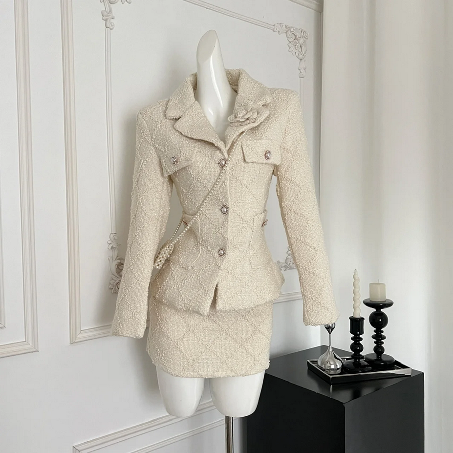 French Elegant Women&#39;s Top and Skirt Set