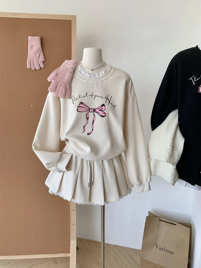 Women Korean Girl Y2k Ballet Core Outfits 2 Piece Set