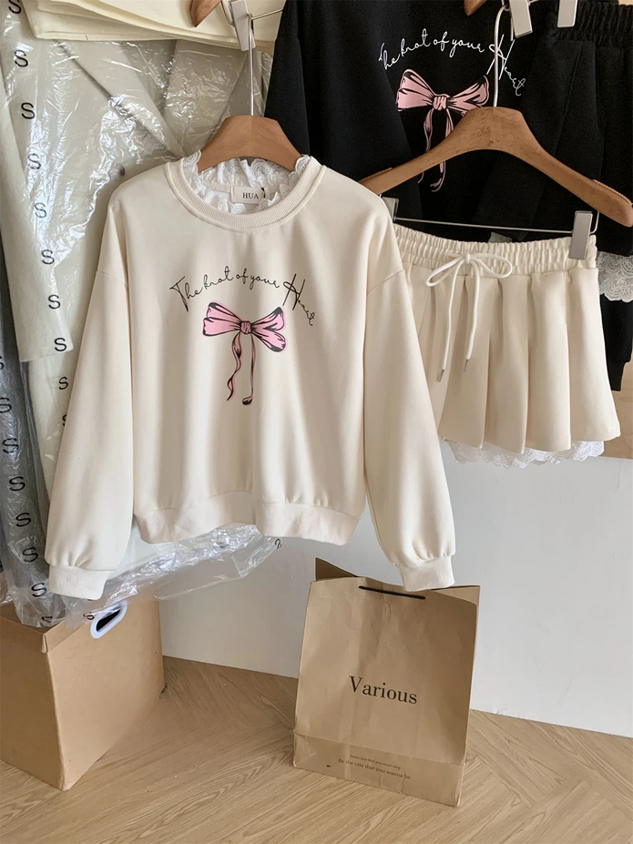 Women Korean Girl Y2k Ballet Core Outfits 2 Piece Set