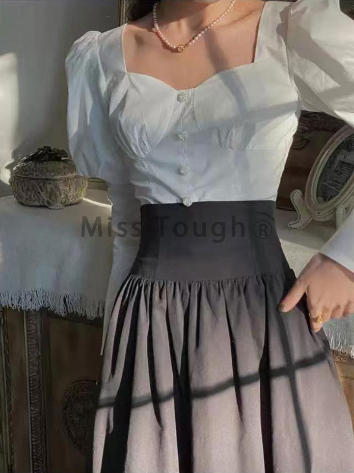 Vintage Victorian Lace up B ack Long Skirt