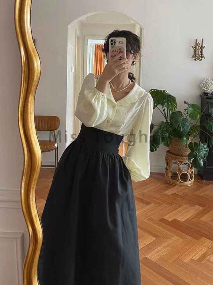 Vintage Victorian Lace up B ack Long Skirt