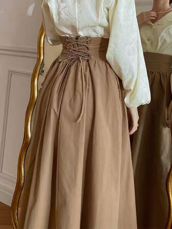 Vintage Victorian Lace up B ack Long Skirt