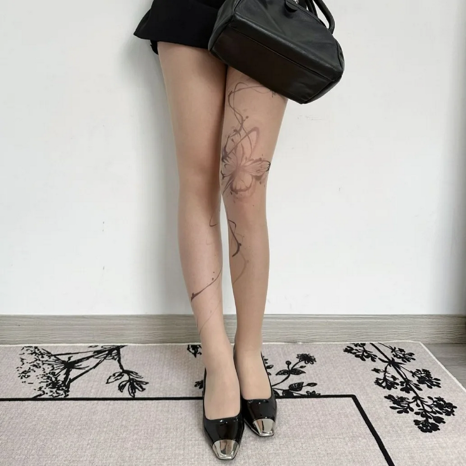 Skin Tone Printed Stockings