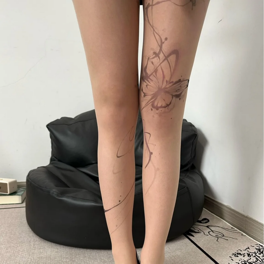 Skin Tone Printed Stockings