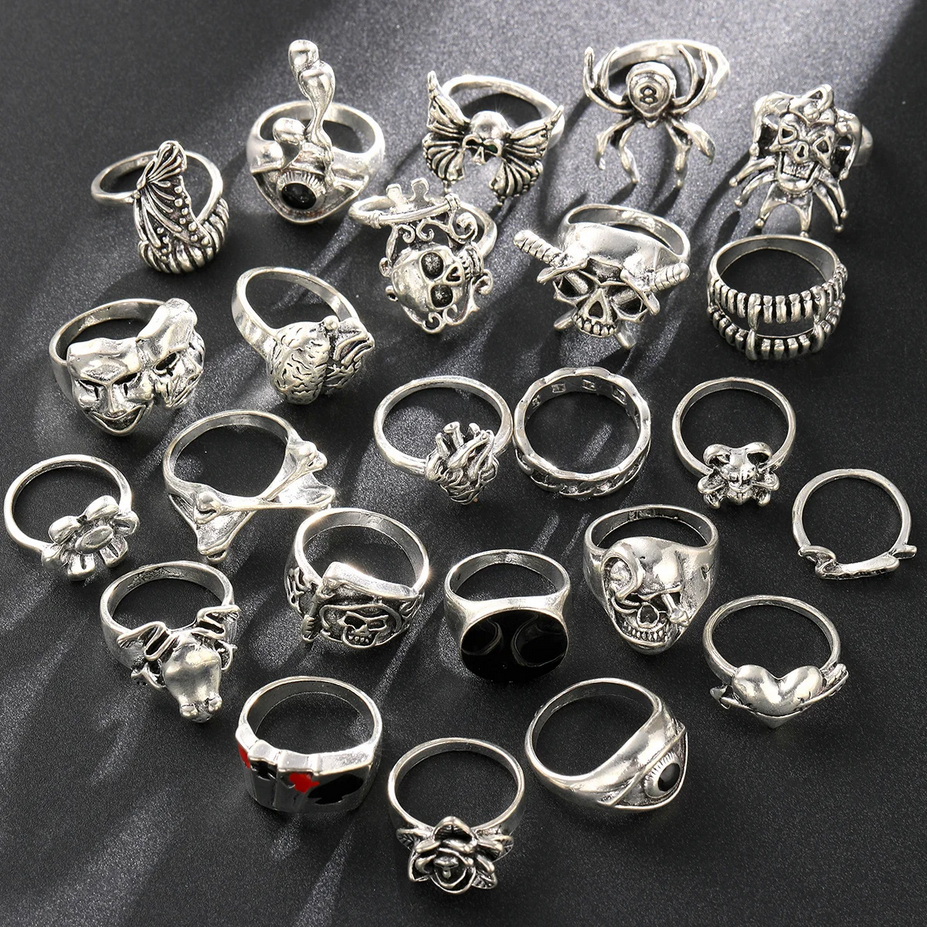 24 Pcs/Set Gothic Punk Ring