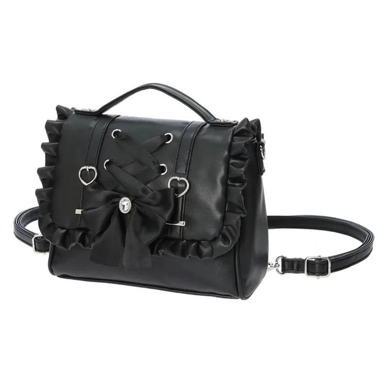 Kawaii Lolita Ruffled Bow Leather Bag
