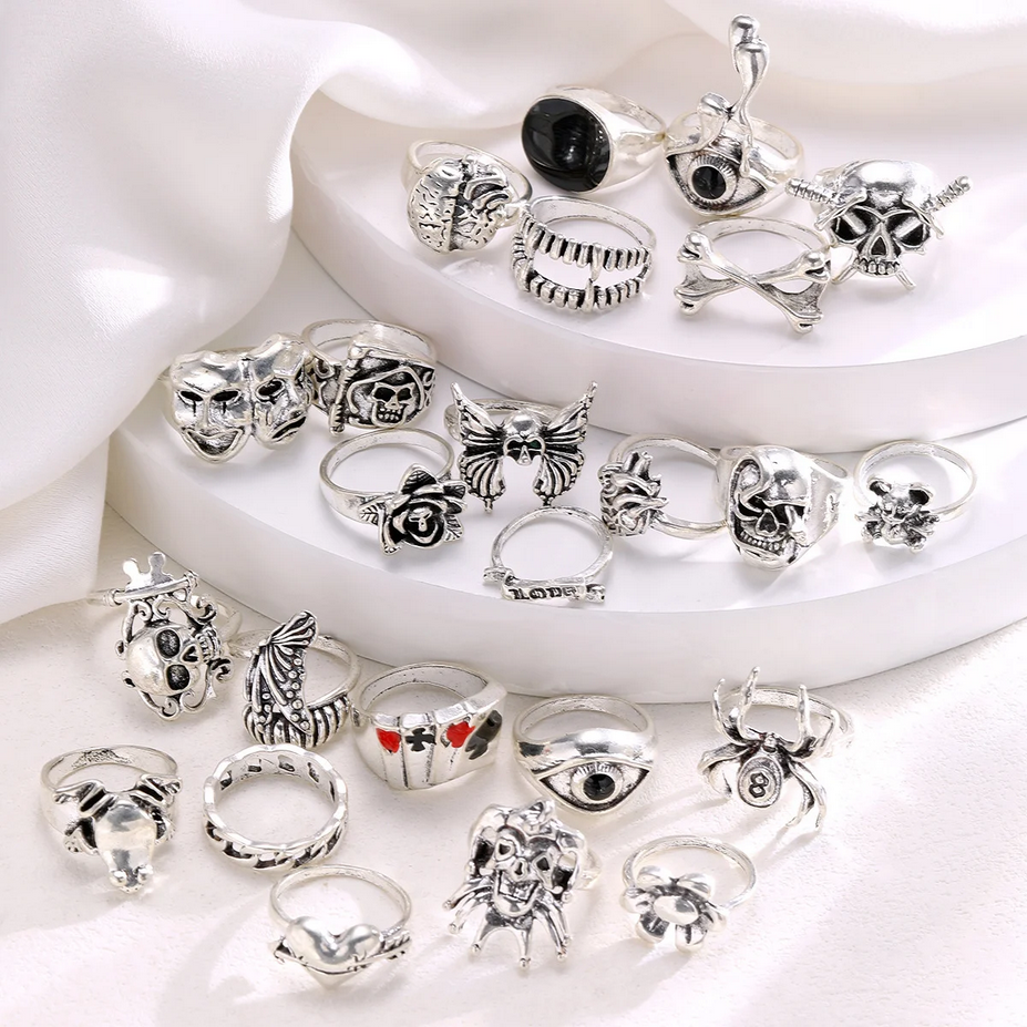 24 Pcs/Set Gothic Punk Ring