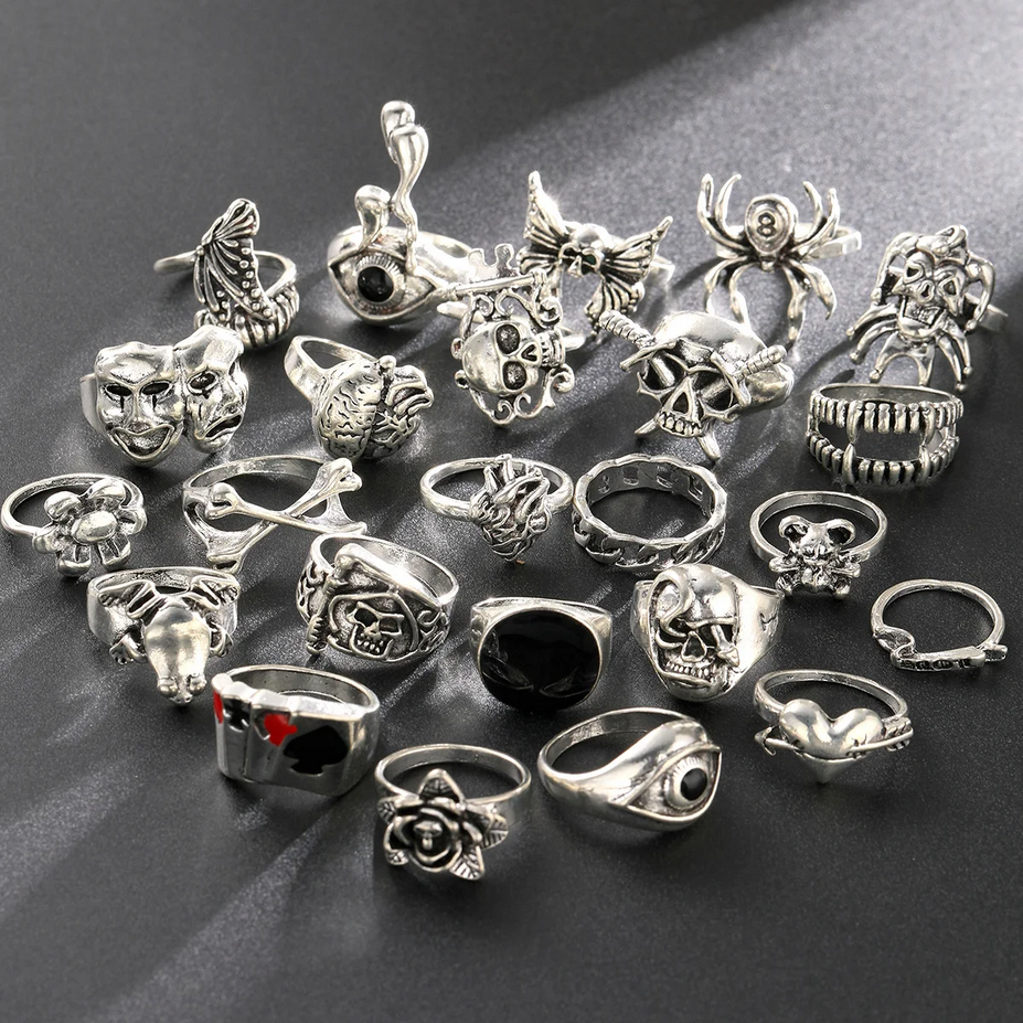 24 Pcs/Set Gothic Punk Ring