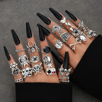 24 Pcs/Set Gothic Punk Ring