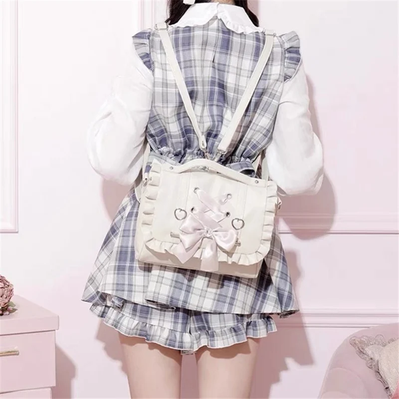 Kawaii Lolita Ruffled Bow Leather Bag
