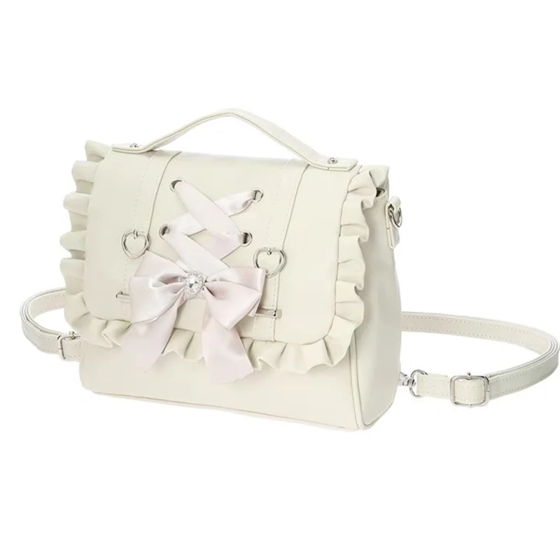 Kawaii Lolita Ruffled Bow Leather Bag