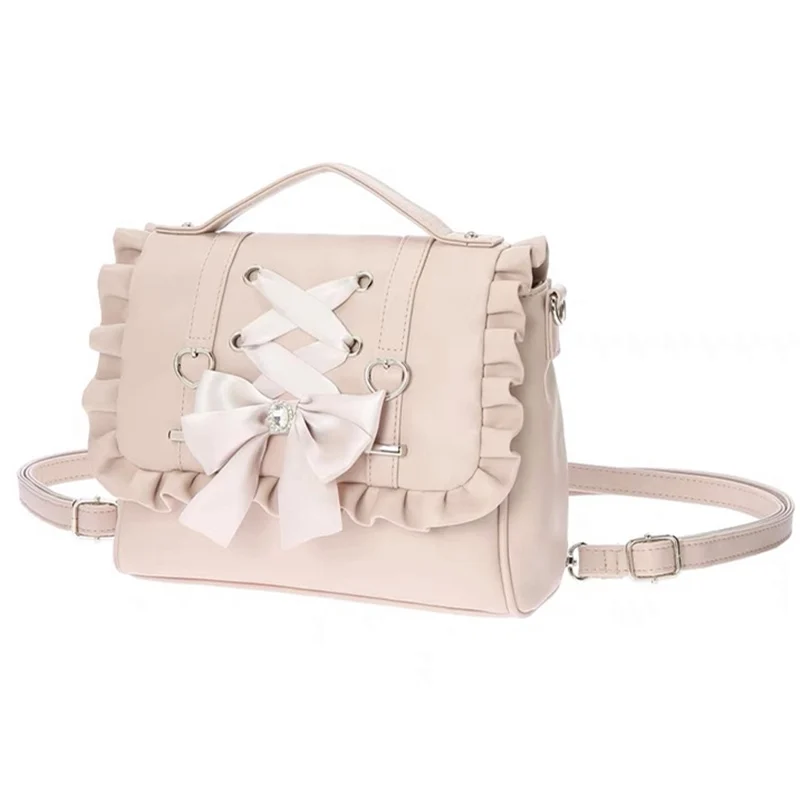 Kawaii Lolita Ruffled Bow Leather Bag