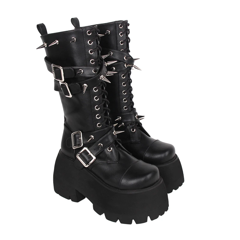 Winter Dark Punk Style Gothic Black Boots