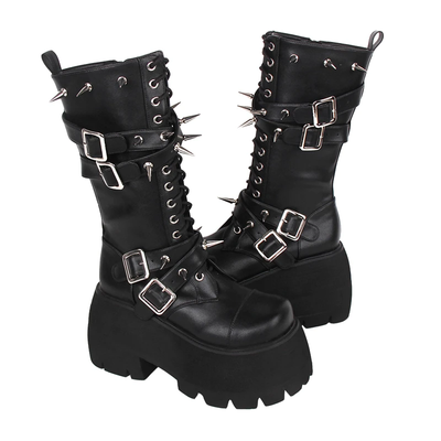 Winter Dark Punk Style Gothic Black Boots