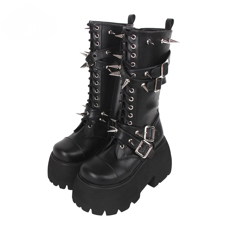 Winter Dark Punk Style Gothic Black Boots