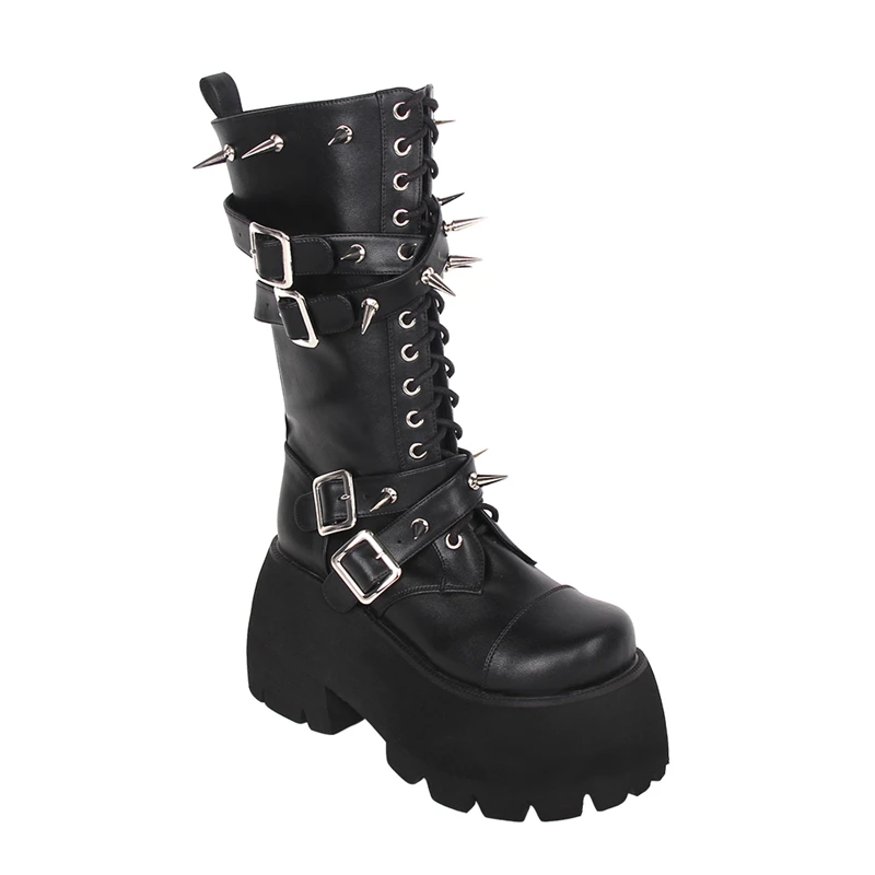 Winter Dark Punk Style Gothic Black Boots