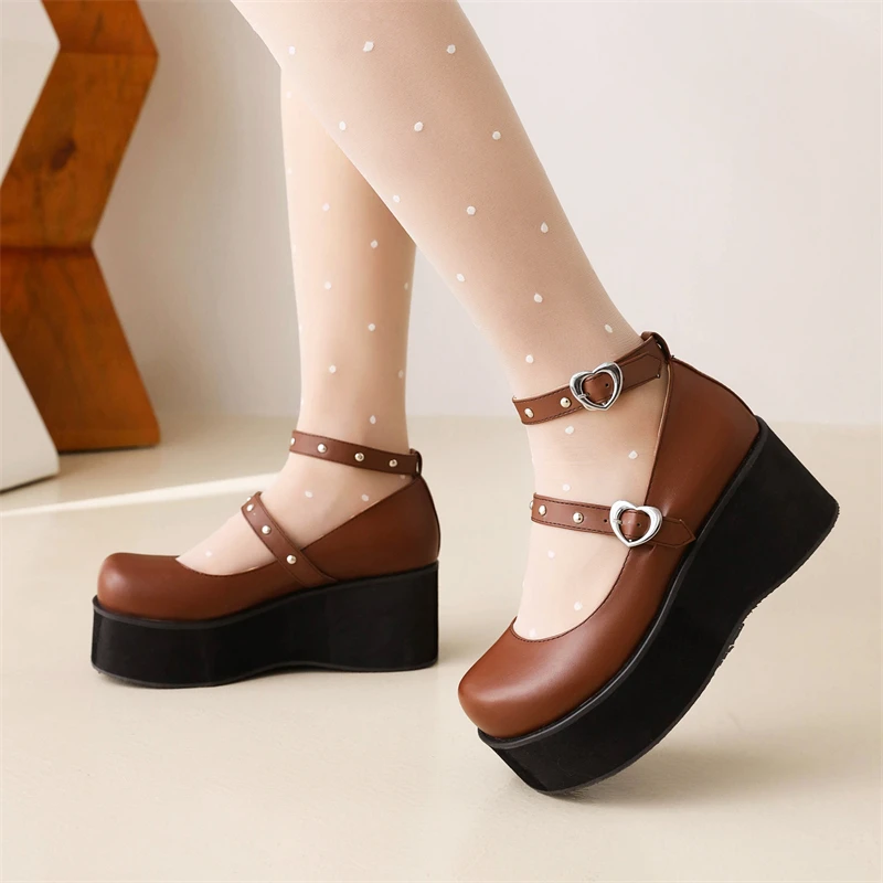 Ankle Strap Wedge High Heels Platform Shoes