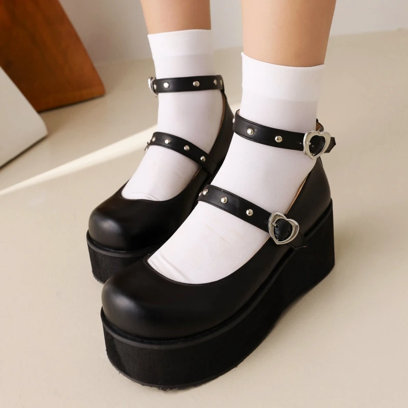Ankle Strap Wedge High Heels Platform Shoes