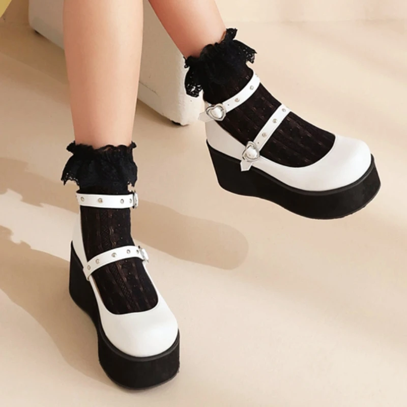 Ankle Strap Wedge High Heels Platform Shoes