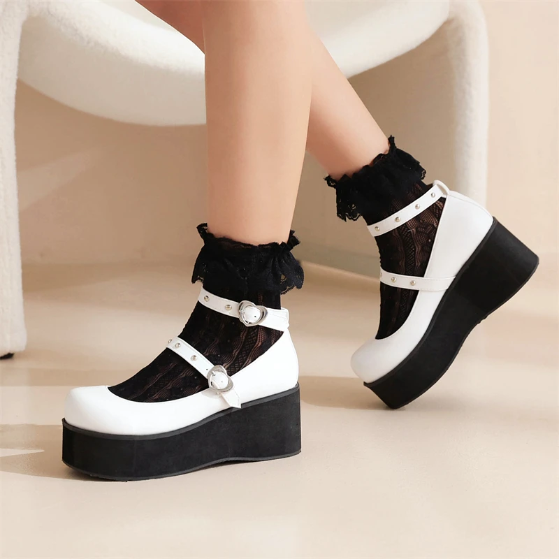 Ankle Strap Wedge High Heels Platform Shoes