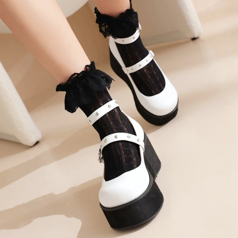 Ankle Strap Wedge High Heels Platform Shoes