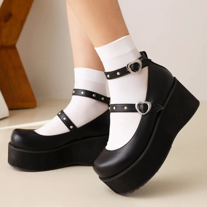 Ankle Strap Wedge High Heels Platform Shoes