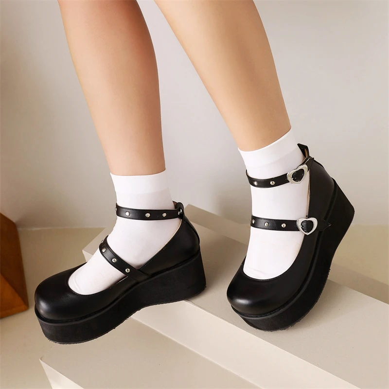 Ankle Strap Wedge High Heels Platform Shoes