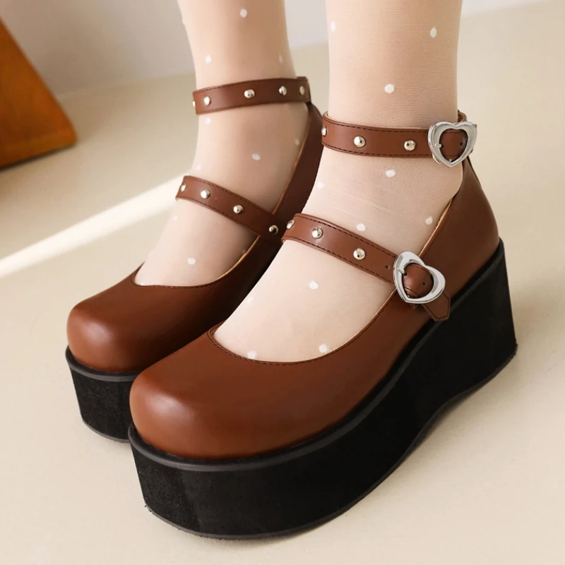 Ankle Strap Wedge High Heels Platform Shoes