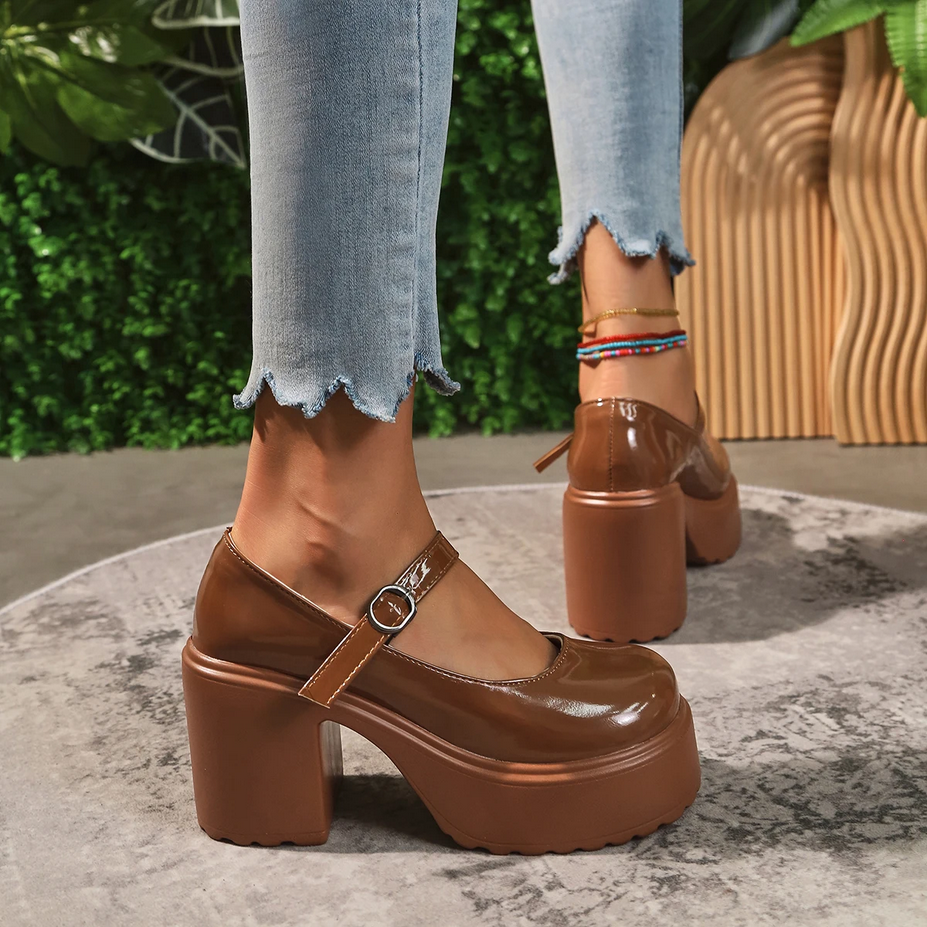 Goth Chunky High Heels Mary Jane Shoes