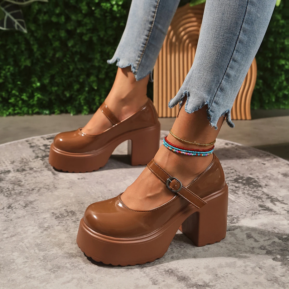 Goth Chunky High Heels Mary Jane Shoes