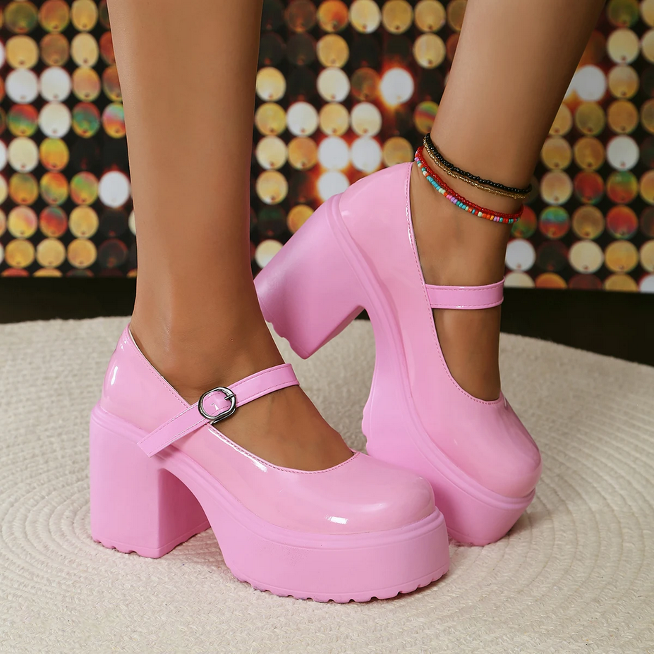 Goth Chunky High Heels Mary Jane Shoes
