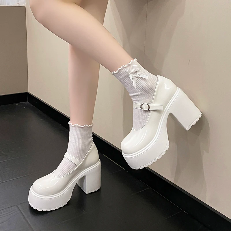 Goth Chunky High Heels Mary Jane Shoes