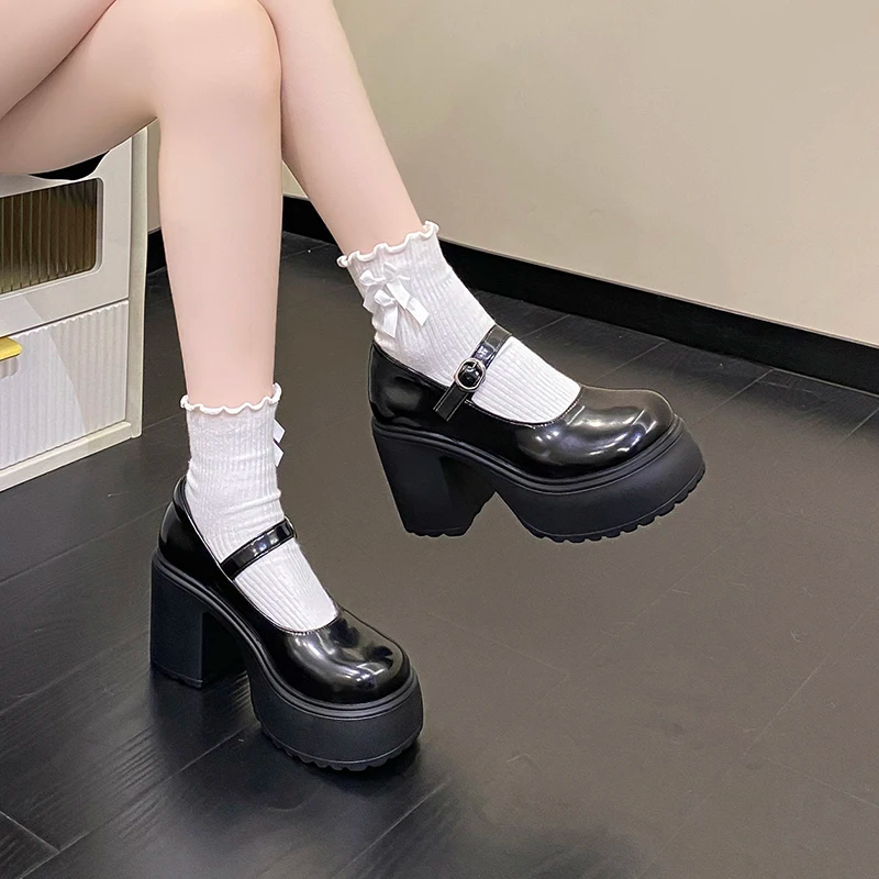 Goth Chunky High Heels Mary Jane Shoes
