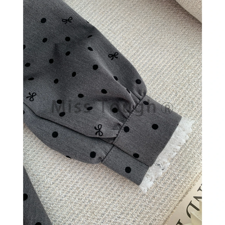 Long Sleeve Polka Dots and Bow  Fairy Dress