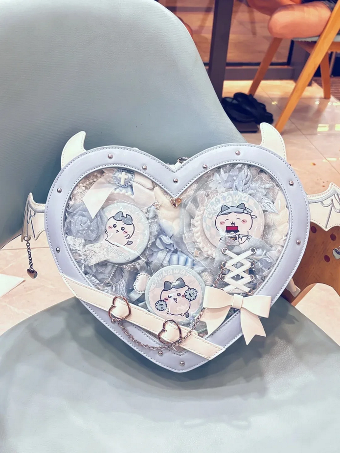Transparent Versatile Crossbody Shoulder Bag Heart Itabag