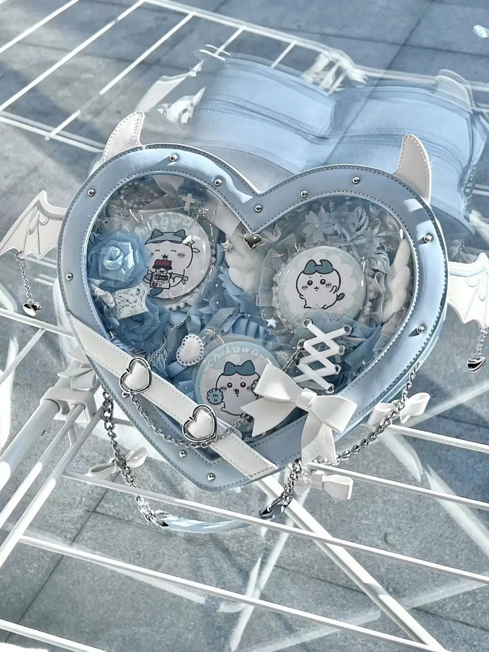 Transparent Versatile Crossbody Shoulder Bag Heart Itabag