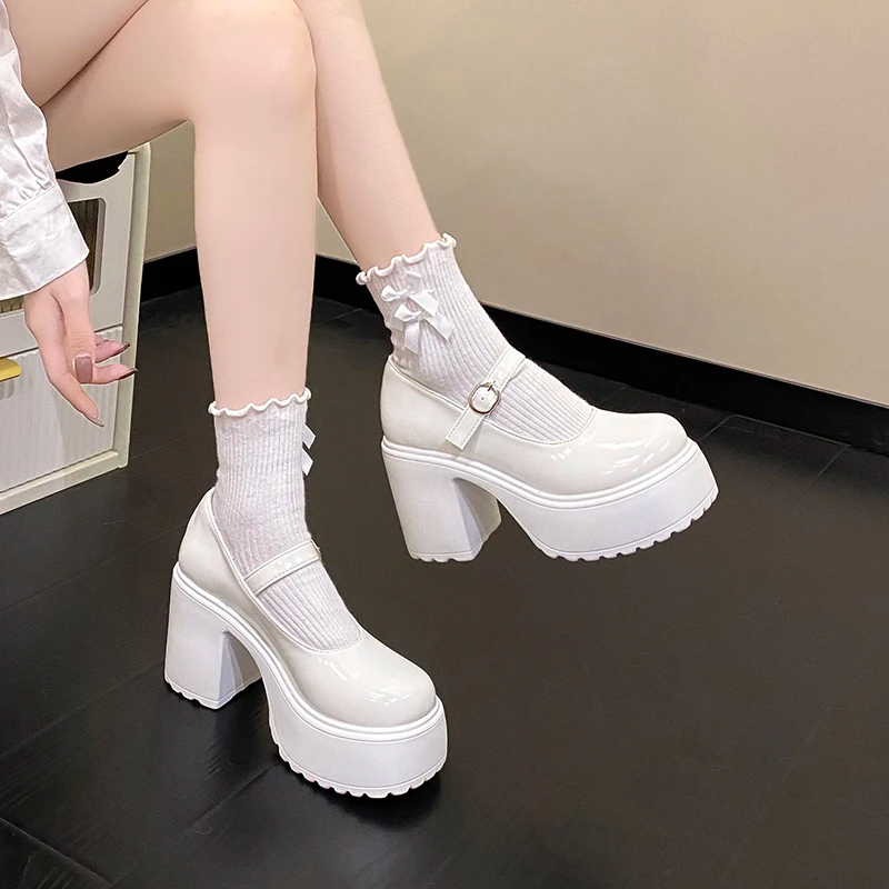 Goth Chunky High Heels Mary Jane Shoes