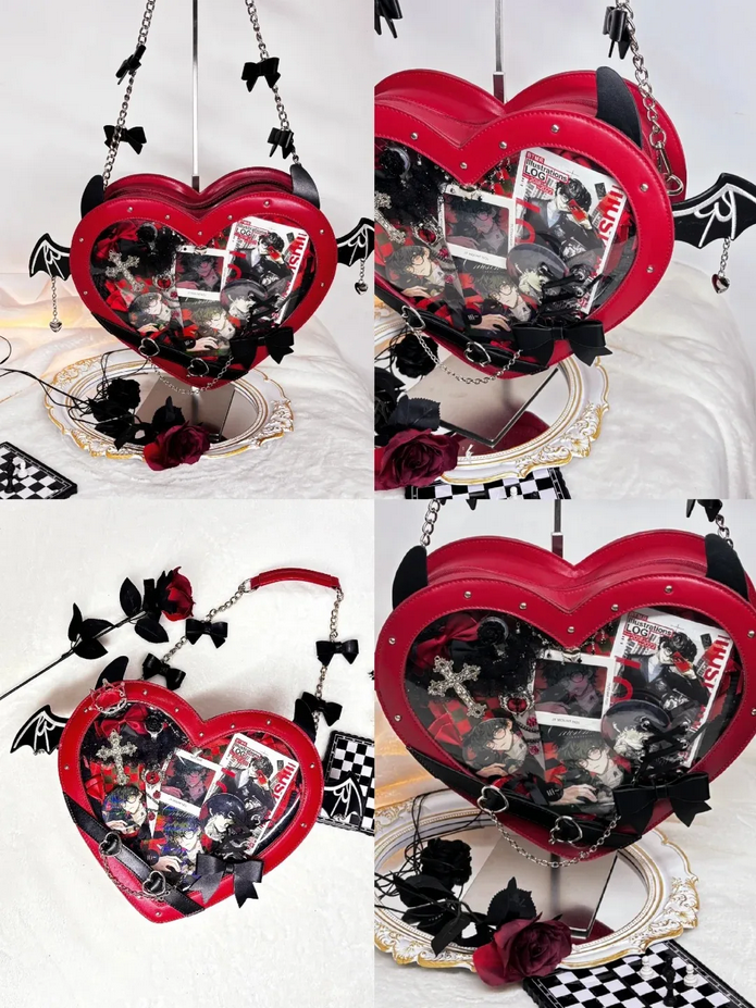 Transparent Versatile Crossbody Shoulder Bag Heart Itabag
