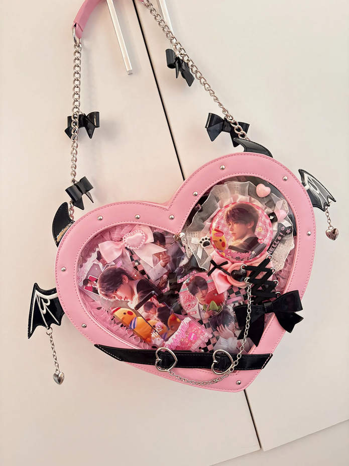 Transparent Versatile Crossbody Shoulder Bag Heart Itabag