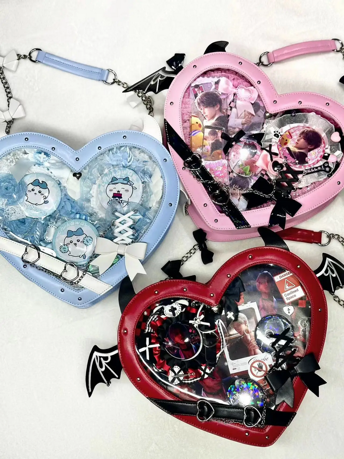 Transparent Versatile Crossbody Shoulder Bag Heart Itabag