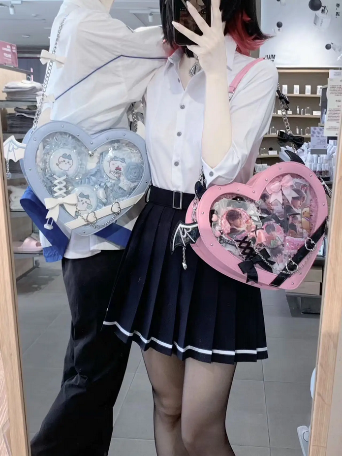 Transparent Versatile Crossbody Shoulder Bag Heart Itabag