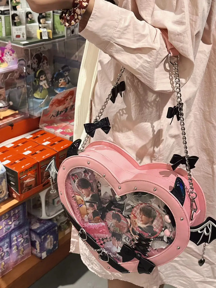 Transparent Versatile Crossbody Shoulder Bag Heart Itabag