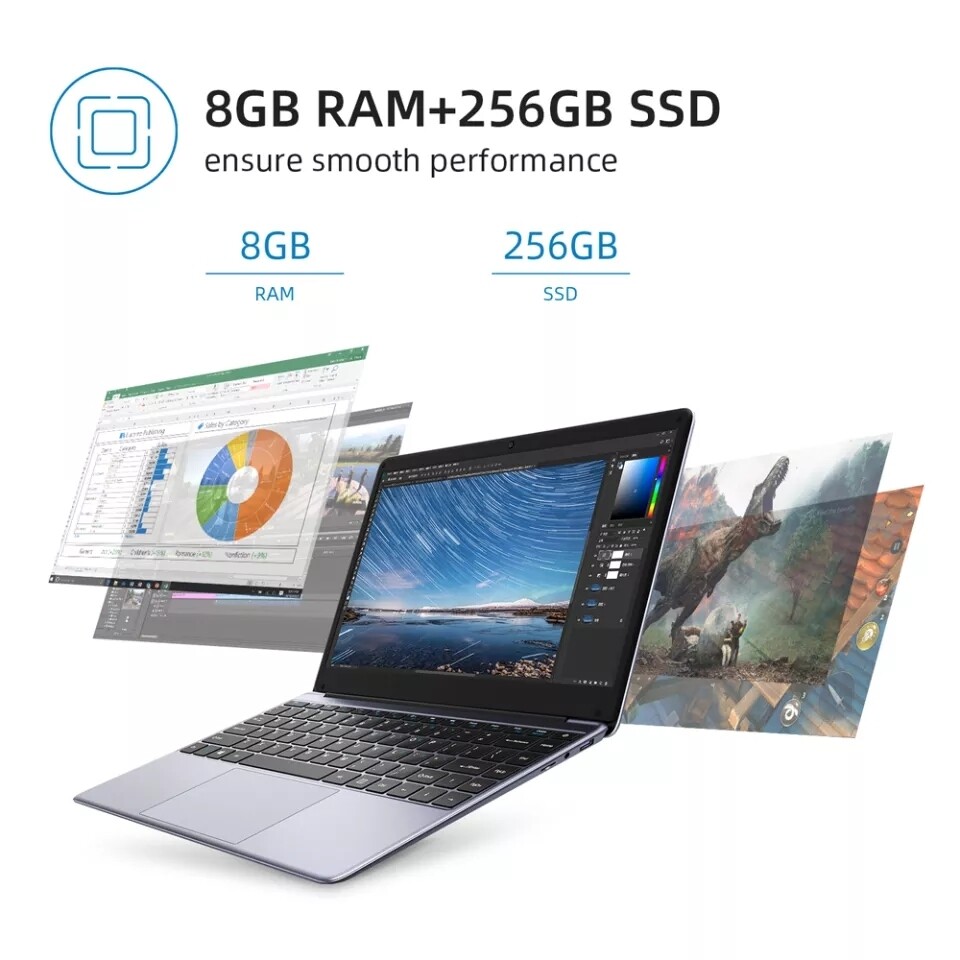 PC Portable Laptop 14.1&quot; 8GB RAM 256GB ROM SSD 600 GPU